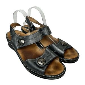 Finn Comfort Strappy Slingback Black Women's Sandals Size 8.5